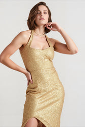 Sequin High-Slit Party Dress