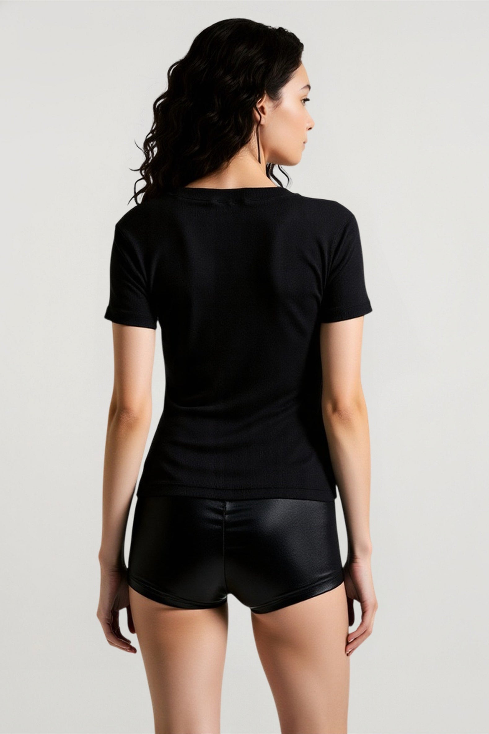 V Neck Studded Fitted Top