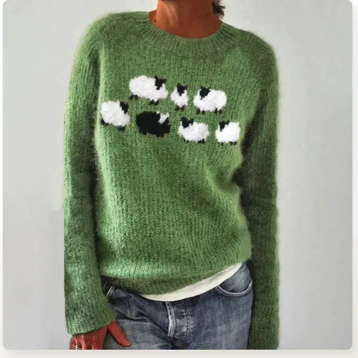Boat Neck Long Sleeve Fair Isle Knit Sweater