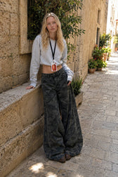Camouflage Wide Leg High Waist Relaxed Jeans