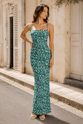 Backless Mermaid Strap Long Floral Dress