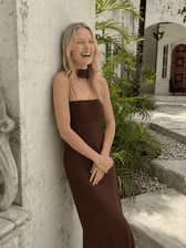 Satin Tie Front Strapless Elegant Prom Dress