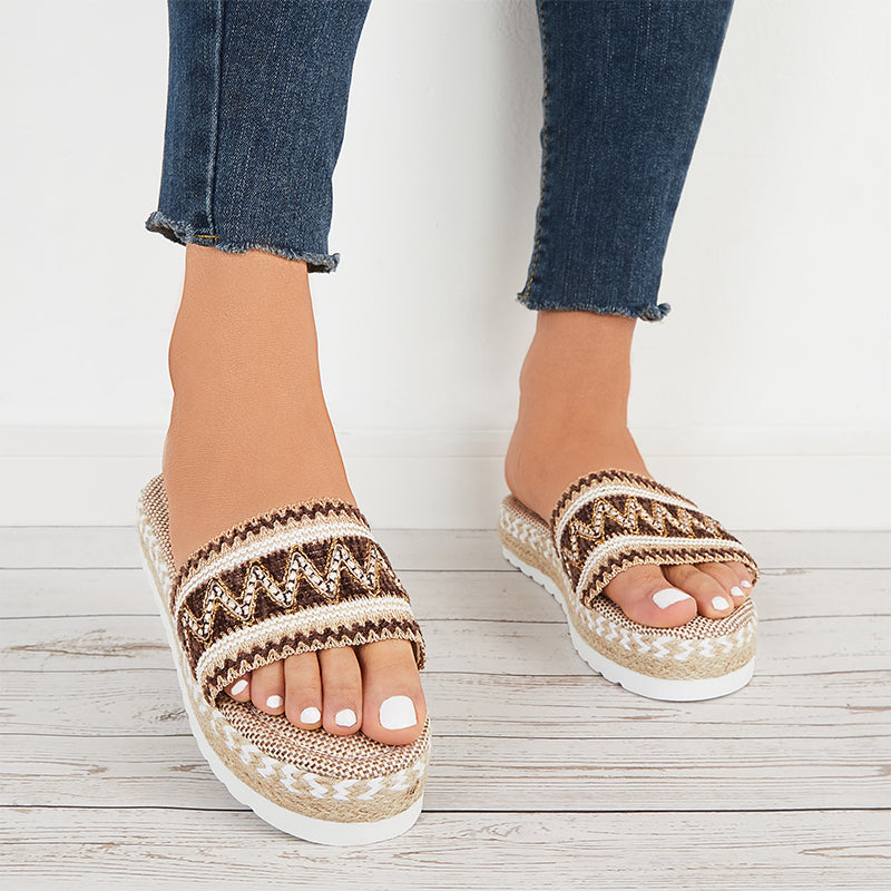Open Toe Espadrilles Platform Slide Sandals Summer Slippers