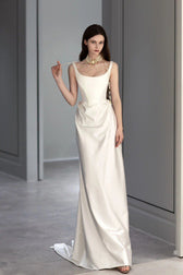 Minimalist High End Elegant Satin Wedding Dress