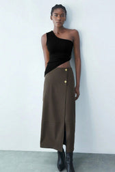 Metal Detail One-Shoulder Crop Top