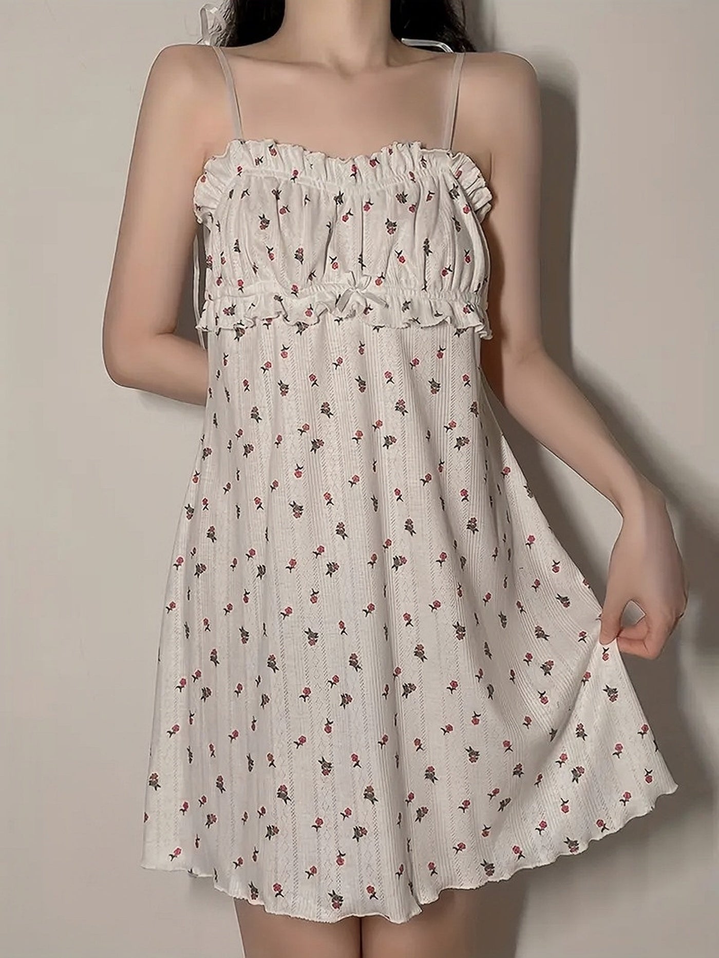 Summer Spaghetti Strap Mini Dress With Floral Print Summer Print Mini Dress