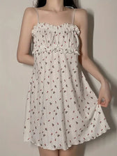 Spaghetti Warm-Season Gown Flowered Mini with Strap Print