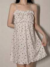 Summer Spaghetti Strap Mini Dress with Floral Print