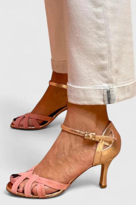 Peep Toe Woven Cross Strap Stiletto Heel Sandals