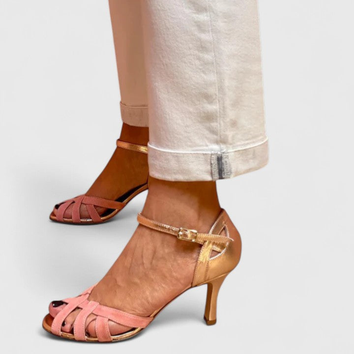 Peep Toe Woven Strap Ankle Strap Heeled Sandals