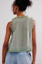 Solid Lace Ruffled Slim Fit Cami Top