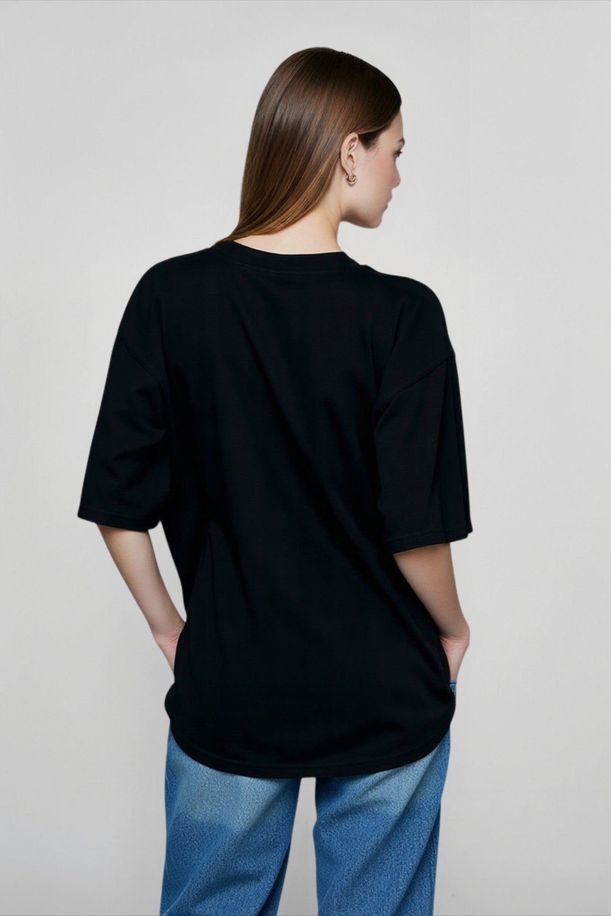 Crew Neck Drop Shoulder Half Sleeve Oversized T-Shirt 10
