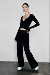 V Neck Tie Waist Two-Piece Set
