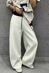 Solid Color Casual Fluid Wide Leg Fleece Sweat Pants