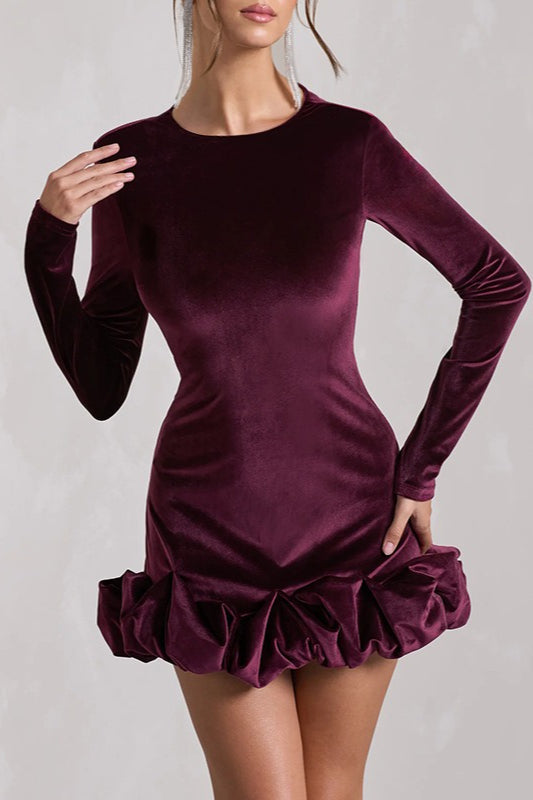Velvet Ruffle Hem Party Dress 4