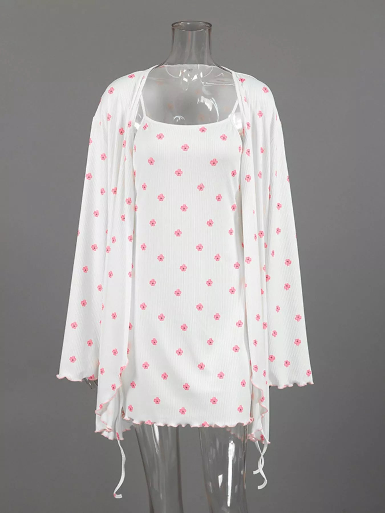 Floral Print Cami Dress and Cardigan Lounge Set