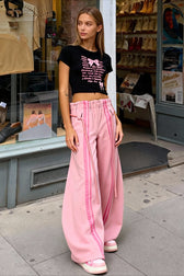Streetwear Drawstring High-Waist Wide Pants