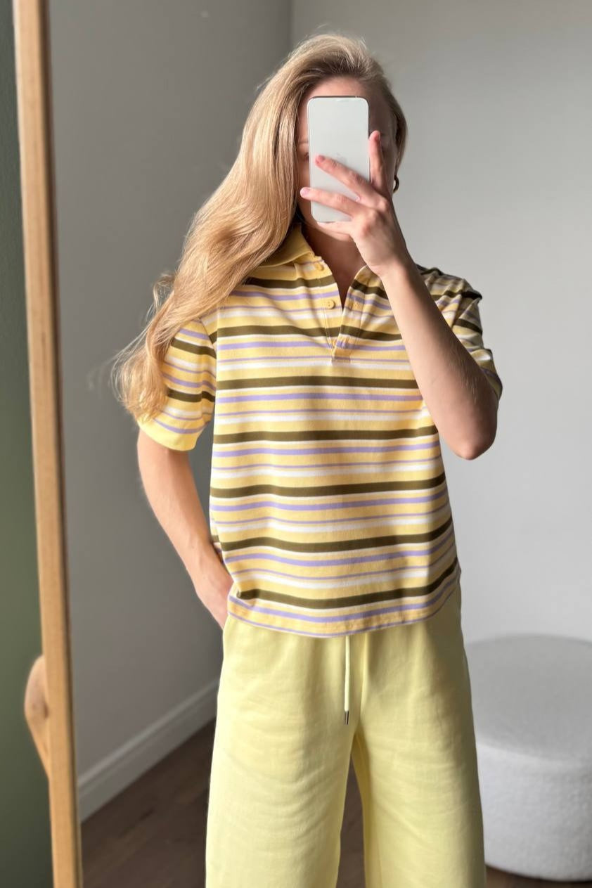 Vintage Stripe Contrast Polo T-Shirt