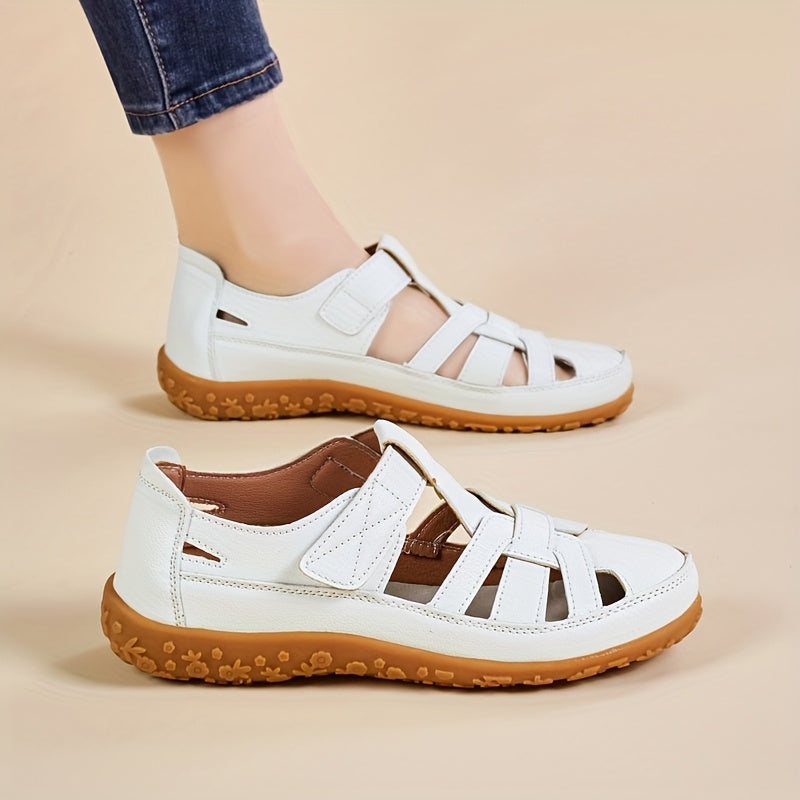 Closed Toe Cut Out Hook and Loop Fisherman Sandals