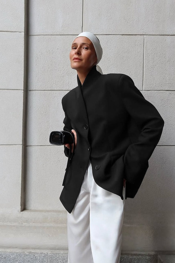 Elegant Stand Collar Slim Blazer