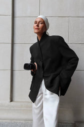 Elegant Stand Collar Slim Blazer