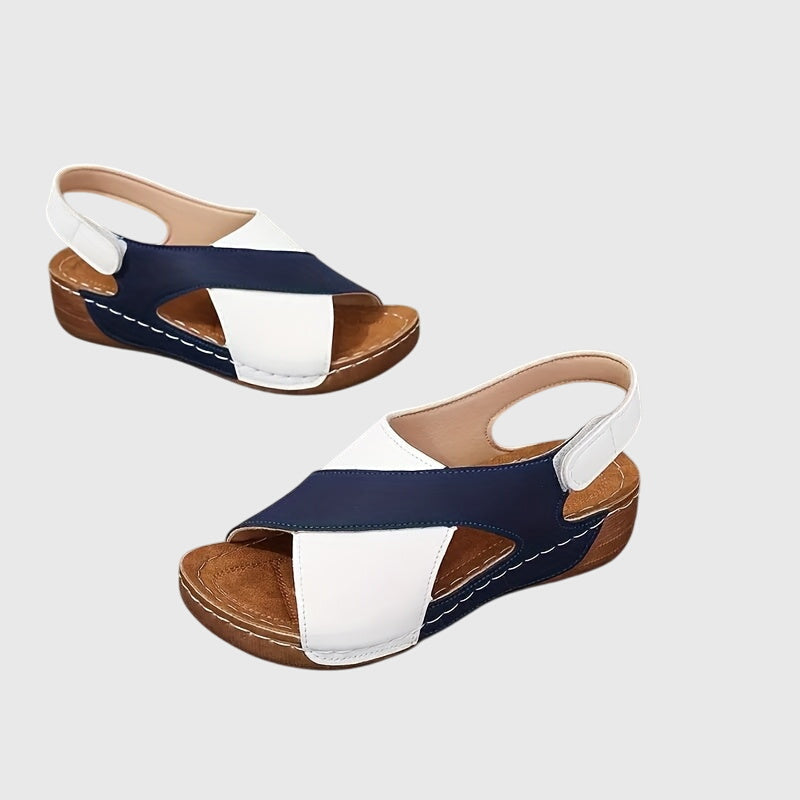 Cross Strap Slingback Wedge Sandals
