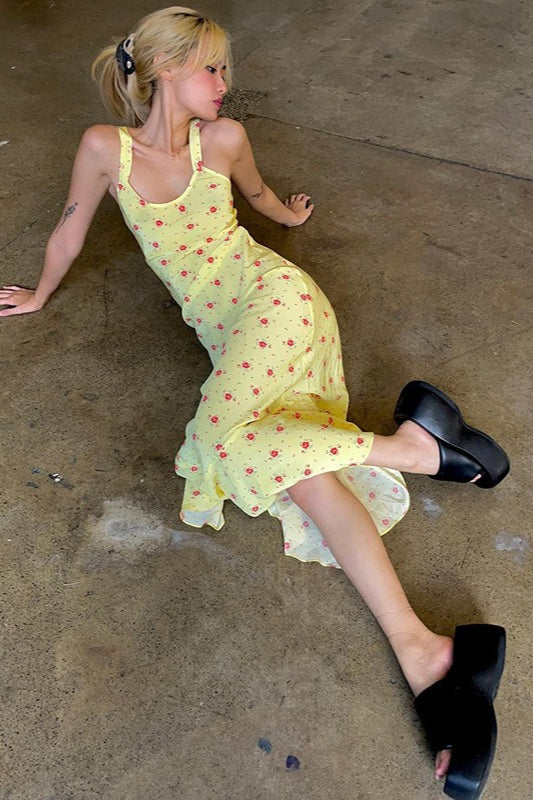Milk Silk Floral Mermaid Maxi Floral Dress - View 2