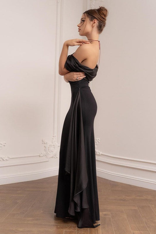 One Shoulder Ruched Draped Mermaid Evening Gown