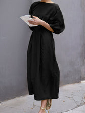 Boat Neck Pocket Cocoon Maxi Dress 3