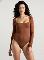 Collared Long Sleeve Cutout Stretch Bodysuit