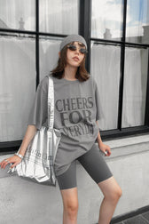 Cotton Oversized Letter Print T-Shirt