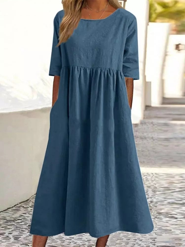 Luxe Veronica Midi Dress with Three Quarter Sleeves Designer Edit
