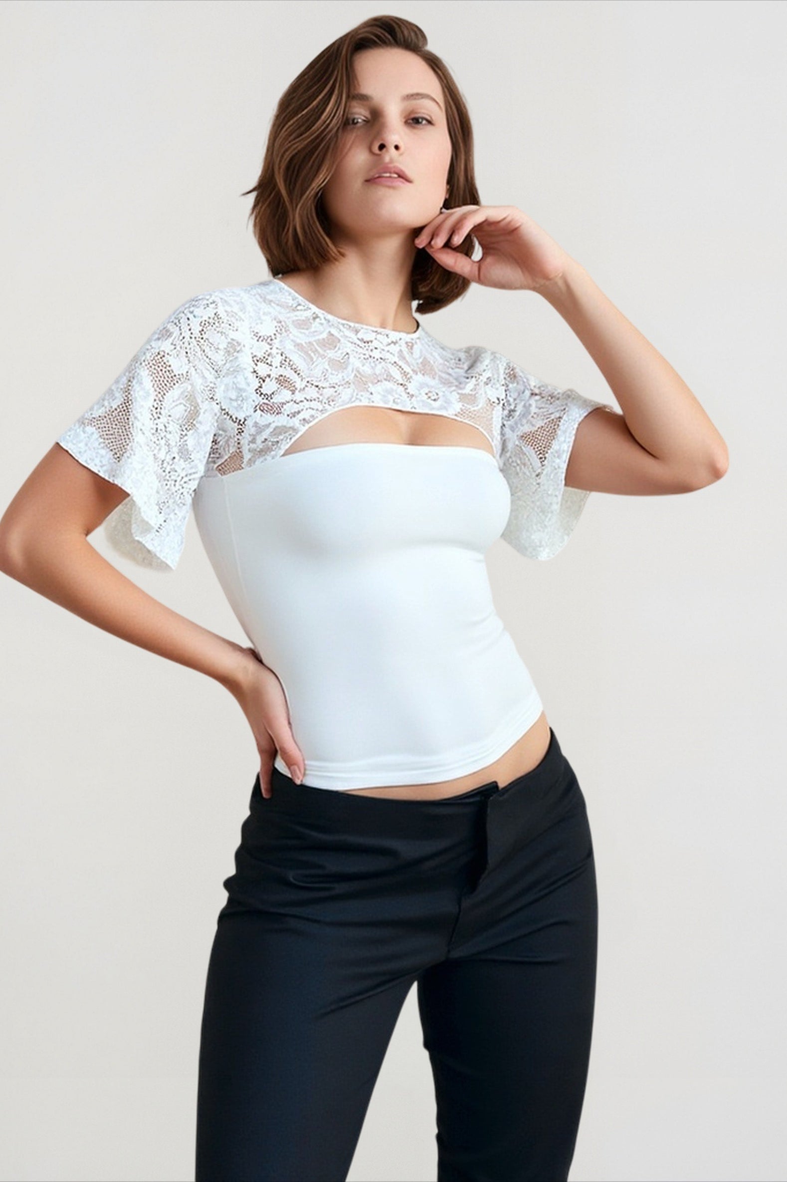Flared Sleeve Lace Top