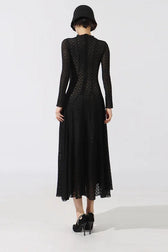 Hollow Out Mesh High Collar Slim Fit Maxi Dress 6