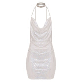 Self Love Metallic Mesh Crystal Straps Mini Dress 9