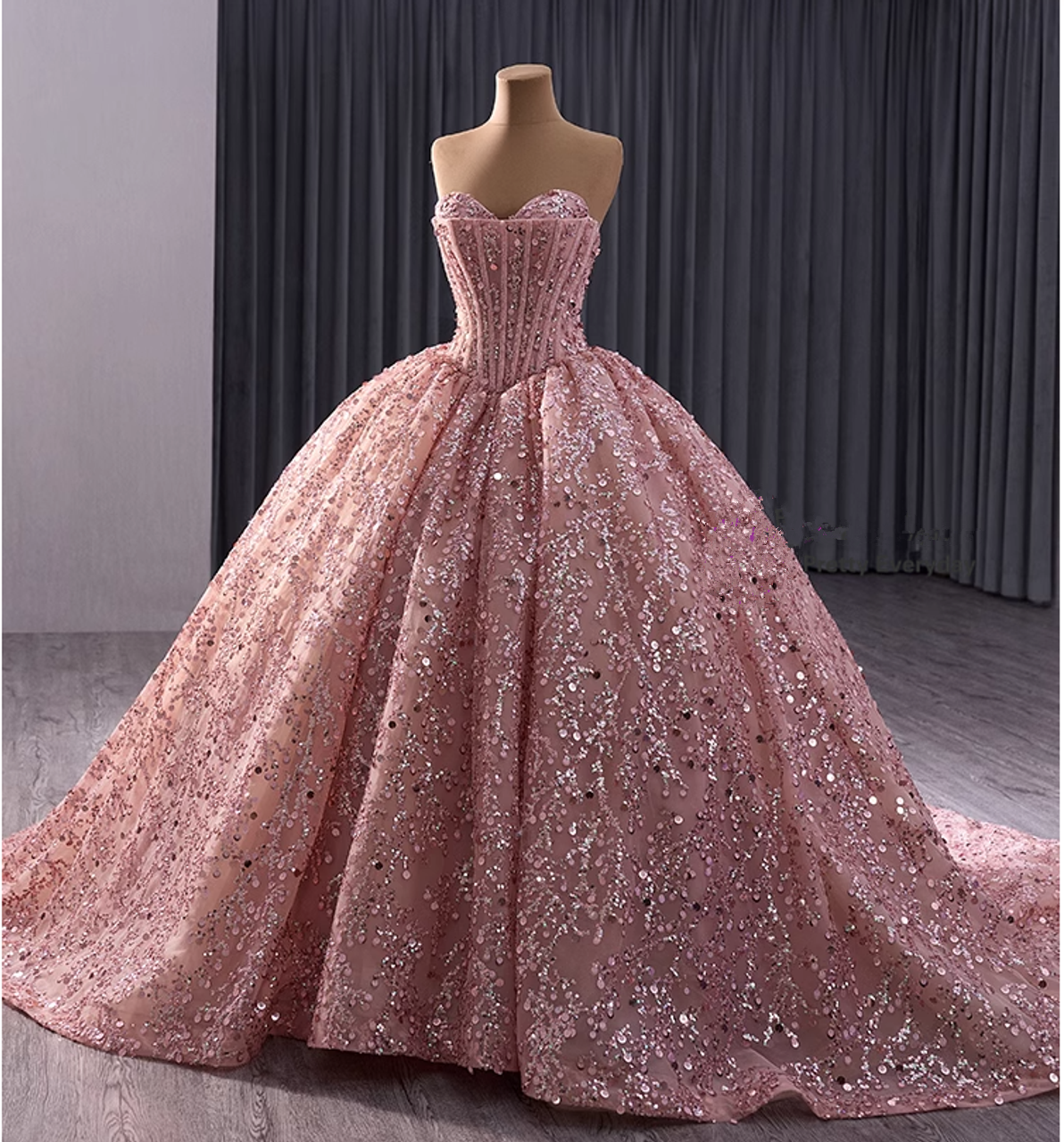 Luxury Pink Ball Gown Gorgeous Sequins Beading Prom Dress Birthday Dress cc1733