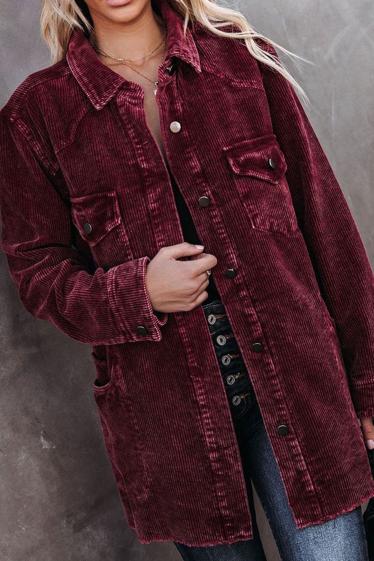Oversized Corduroy Distressed Coat