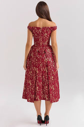 Chic Off Shoulder Backless Slim Waist Printed Cocktail Dress 5