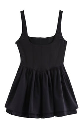 Solid Velvet Square Neck Slim Fit Mini Dress - View 25