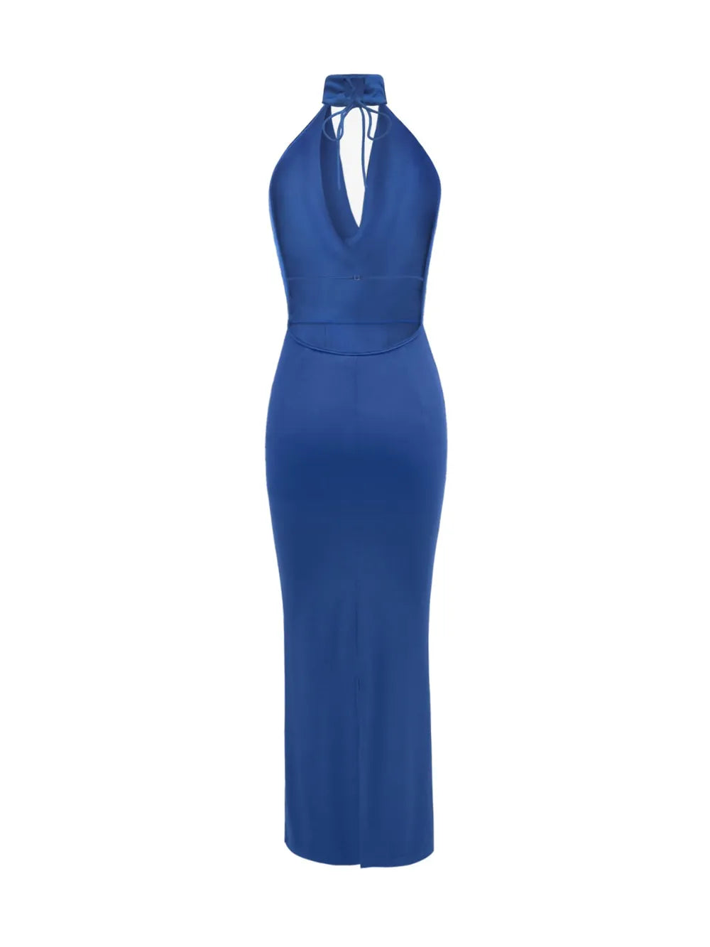 Halter Choker Neck Cowl Front Backless Bodycon Maxi Dress 10