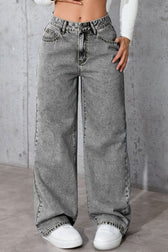 Casual High Waist Relaxed Straight Leg Jeans