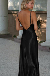Satin Cami Backless Silk Dress 4