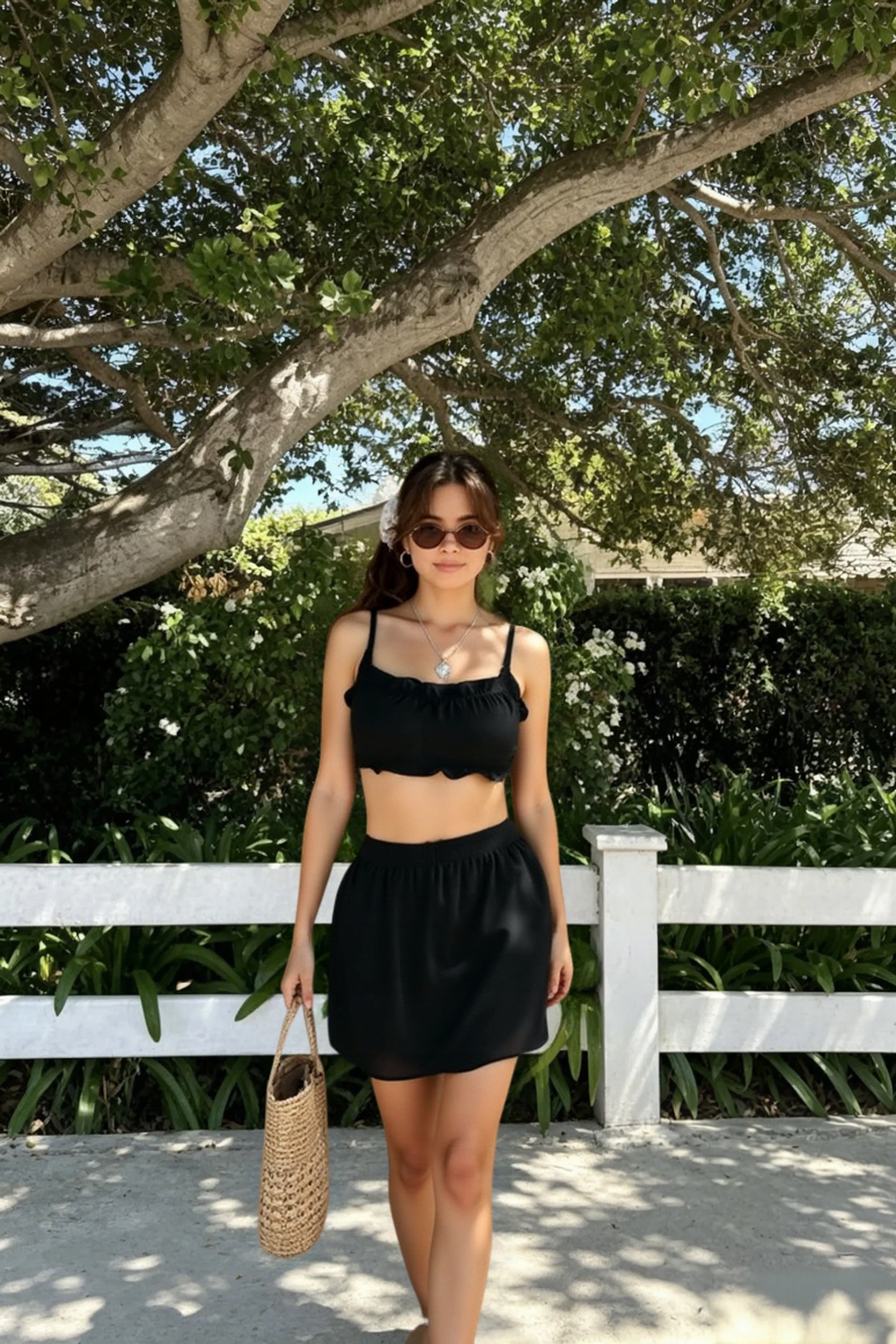 Ruffled Sleeveless Crop Tank Top