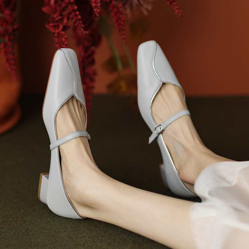 Franki Square Toe Block Heels Mary Jane Shoes