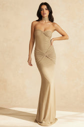 Sequin Strapless Bodycon Fish Tail Maxi Dress