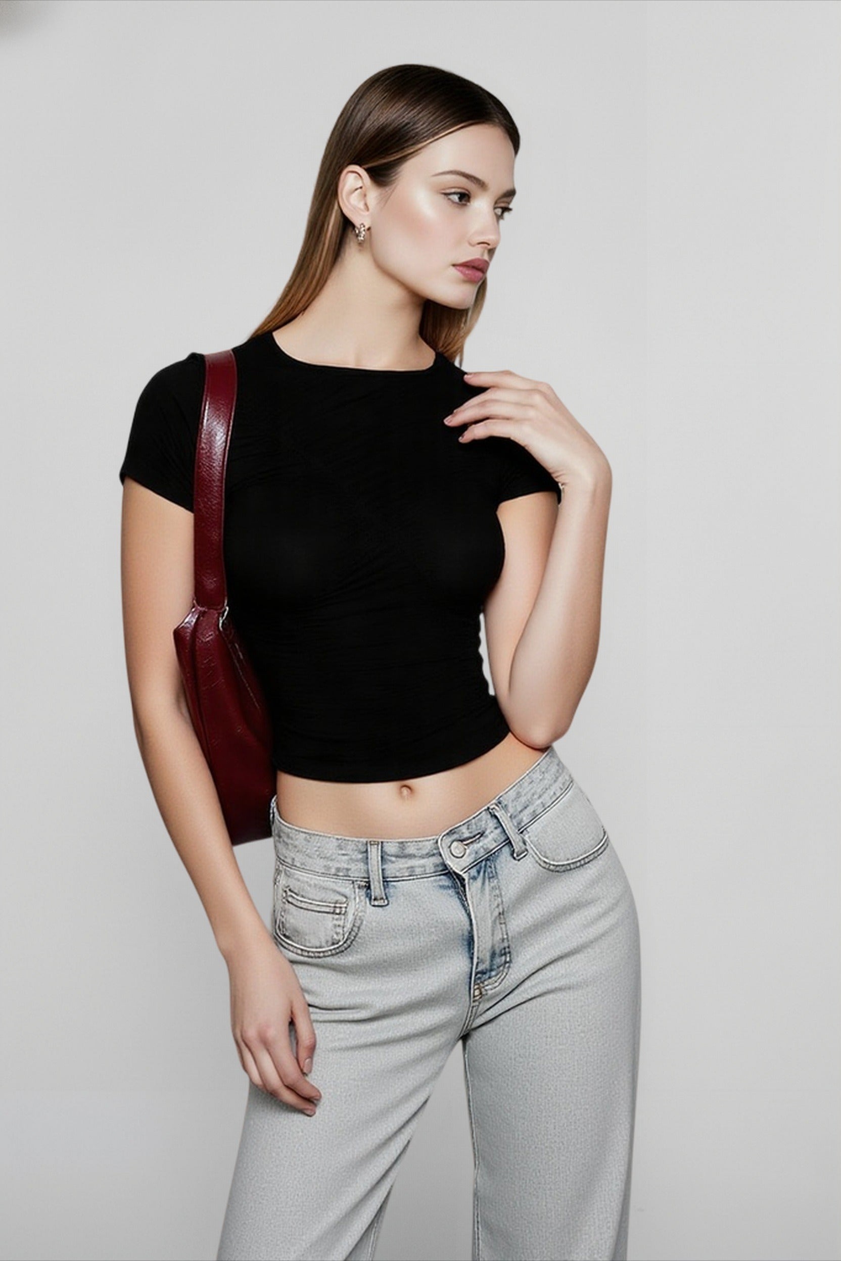 Shirred Crop Fitted Top