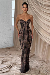 Strapless Lace Bodycon Maxi Lace Dress