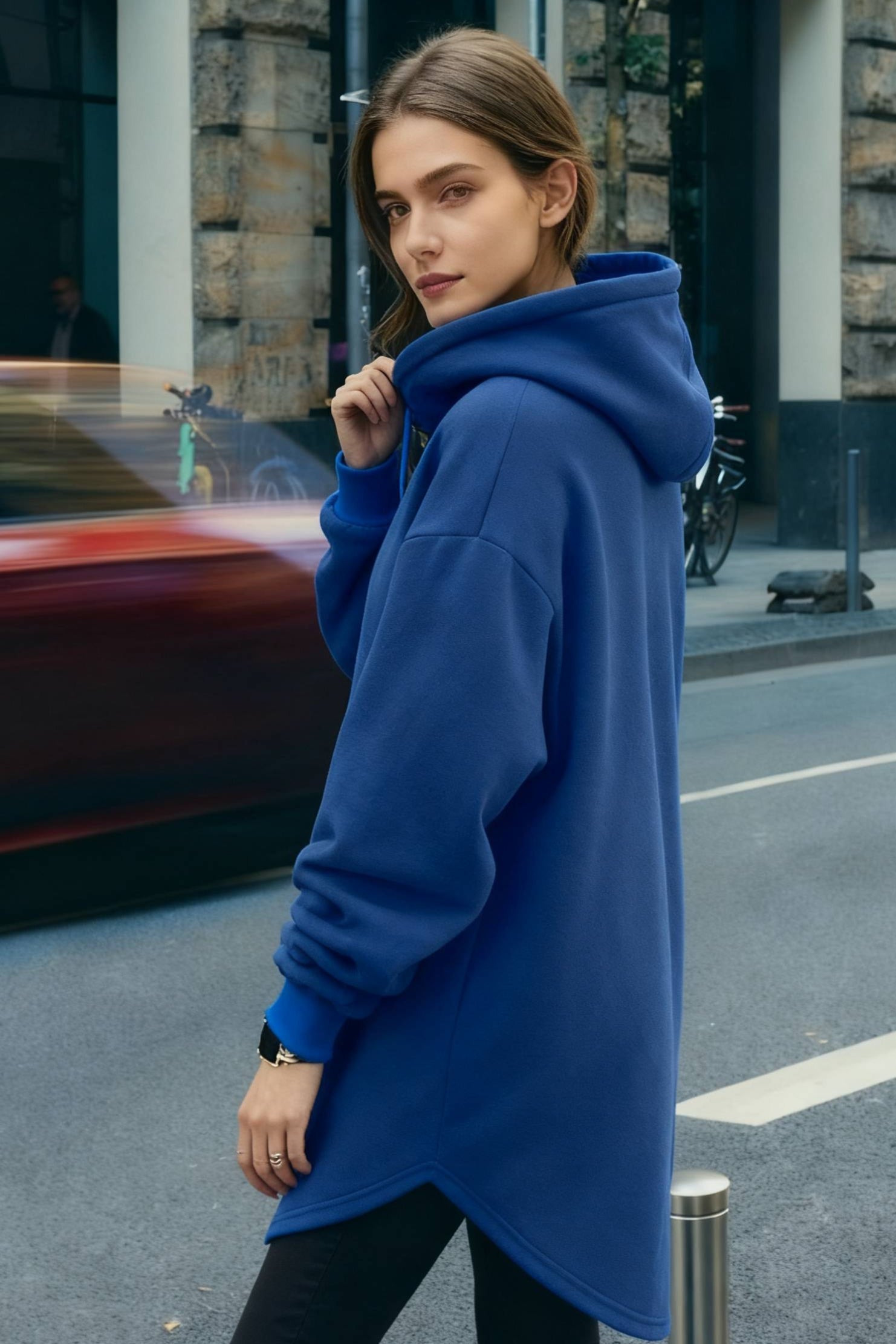 Pullover Loose Hoodie Casual  Drawstring Oversized  Women's Long Solid Sweatshirt Autumn Arm Streetwear