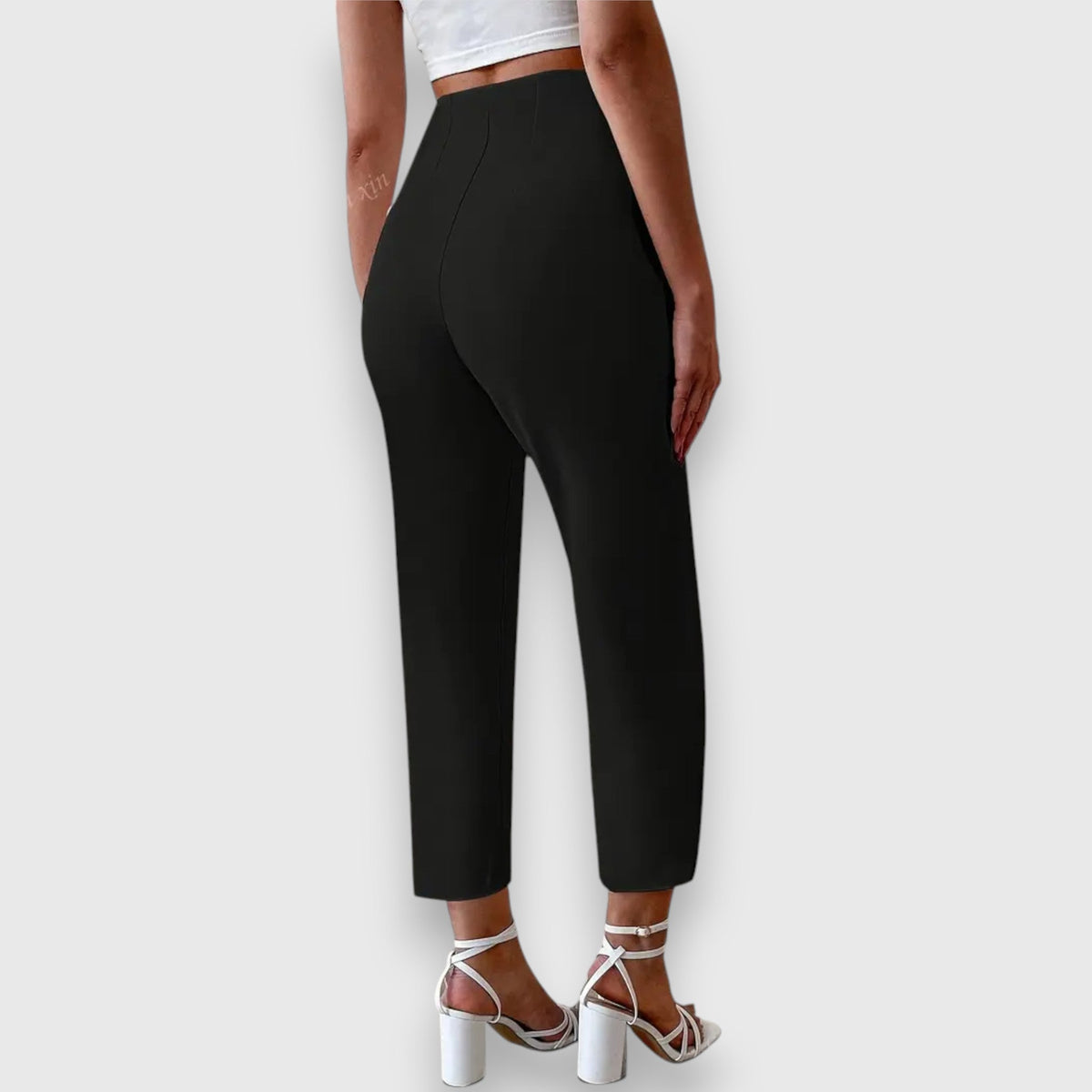 High Waist Pleated Front Tapered Trousers