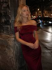 Chic Off Shoulder Bodycon Maxi Hem Prom Dress